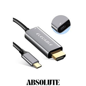 USB C - HDMIケーブル 充電ポート付き 4K Type C/Thunderbolt - HDMIアダプター変換コード 60W PD電源付き MacBook M1、iPad Pro ChromeB