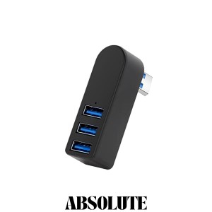 USB 3.0ハブ スプリッター LED付き アルミ製 回転可能 [ USB3.0*3ポート] コンボハブ 超小型 バスパワー ミニUSBポート 増設usbアダプタ