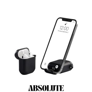 【2021年AirStand】AirPods 用ケース 携帯電話スタンド付きのAirPodsケース TPU＆ PC全面保護カバー 耐衝撃 ワイヤレス充電対応 カラビナ