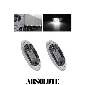 Aoling サイドマーカー LED 12V 24V ホワイト トラック用 マーカーランプ RV バス 路肩灯 軽トラ 6LED クリアレンズ 電気メッキ本体 防水