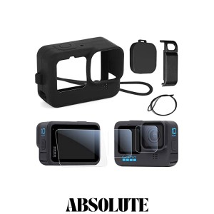 Asopetch Gopro Hero 10/ 9 Black適用保護ケース 保護フィルム 全面保護 高弾性 衝撃吸収 - 保護フィルム+電池カバー+ シリコンケース＋