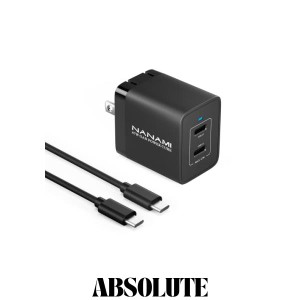 NANAMI 45W 充電器 - USB-C 2ポート 折りたたみ式プラグ (PD3.0/PPS/QC4+/SCP/FCP規格対応/PSE技術基準適合) GaN ？ (窒化ガリウム) 採用