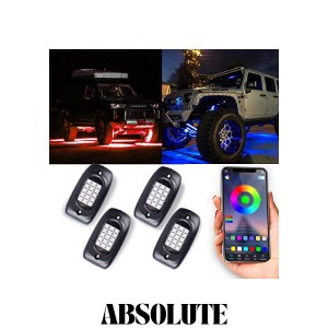 MOREFULLS LED アンダーライト 車 RGB ロックライト アンダーネオン ライトキット 4個セット 車用 音楽同期 多色 アプリ コントロール リ
