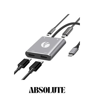 VCOM USB ハブ Type c HDMI 2ポート4-in-1 変換アダプター【 HDMI+HDMI 】hdmi分配 4K@60デュアル MST支持 Thunderbolt 3 対応 100W急速P