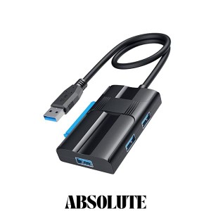 USB ハブ SATA USB 変換ケーブル、USB SATA 変換 ABLEWE [USB3.0ポート×3＋SATAポート] 2.5/3.5インチ HDD SSD SATA III UASP対応 最大1