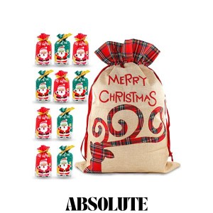 クリスマス 袋 ラッピング クリスマス 大きいサイズ 袋 56X40cm 1枚入 麻布 フト 袋 クリスマスプレゼント 15X23cm 10枚入付き サンタク