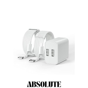 VHBW iPhone 充電器 12W USB 充電器 2ポート USB コンセント 2M USB to lighting ケーブル 2本 (MFI/PSE認証) USB充電器 多重保護システ