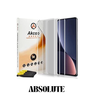 Akcoo【3枚入】Xiaomi 12S Ultra ガラスフィルム (液体分散技術）全面吸着，Xiaomi 12 Pro UV フィルム タッチ感度が良い 指紋認証対応 X