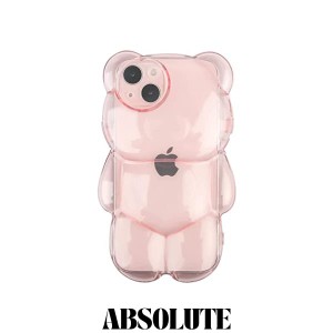 Kunyehdo スマホケース iPhone 14 ケース カバー 対応 かわいい 漫画 韓国 お洒落 3D pink 透明 クマ 携帯ケース 女性 女の子 防振 キャ