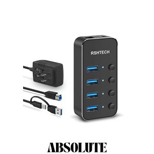 【2023アップグレード版】RSHTECH USBハブ 電源 2 in 1 ケーブル 付き4ポート TypeC USB Hub 3.0 アルミ製 5Gbps高速転送 セルフパワーと