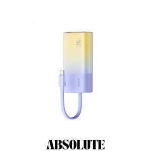 Baseus モバイルバッテリー 5200mAh ケーブル内蔵 20W 【PD急速充電/軽量 小型/USB-Cケーブル内蔵 + USB-Cポート/かわいい 多彩】 Galaxy