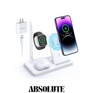 【置くだけ充電器＆最大15W急速充電＆Qi認証済】ワイヤレス充電器 4 in 1 iphone 充電器 ワイヤレス スマホ充電スタンド 折りたたみ式 角