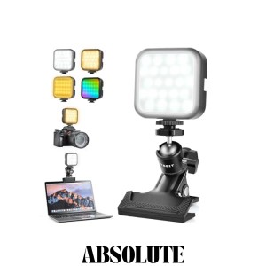 UTEBIT LEDビデオライト 小型 充電式 2000mAh RGB撮影ライト クリップ式雲台付き 女優ライト スマホ 70球 照明 白色光 カメラライト 補助
