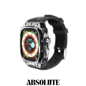 高級軽量透明ケース?用Apple Watch Ultra 1/2 49mmバンド カバー付き 高耐久 頑丈なケース シリコンストラップ 男性/女性用フル保護カバ