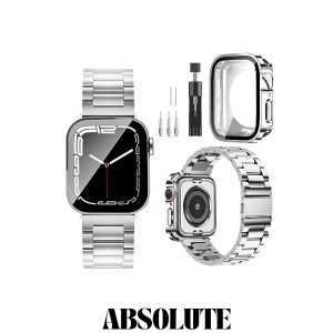 【2023改良モデル】CABOBE コンパチブル Apple Watch バンド 49mm 45mm 44mm 41mm 40mm Apple Watch バンド ステンレス製 360ど度防水設