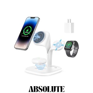 COLSUR 3in1ワイヤレス充電器 マグセーフ充電器 充電 ワイヤレス magsafe対応 同時にiPhone/Apple Watch/Airpodsに充電 置くだけ充電 USB