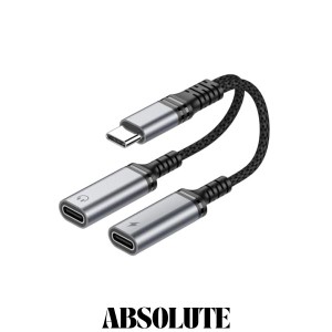 【アップグレード版】 Chayoo デュアルUSB-Cヘッドフォン＆充電アダプタ タイプC 二股 イヤホン 変換アダプタ 【PD60W高速充電・無発熱で