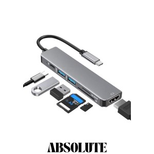 USB ハブ USB Cハブ USB ウルトラスリム 6-in-1 マルチポート USB ハブ Type-C 100W PD 急速充電 4K HDMI Micro SD/USB-C usb hub 交換ア