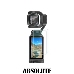 FPVtosky 2つのレンズ保護器+2つのLCDスクリーン保護器はDJI Osmo Pocket 3、DJI Pocket 3 OP 3強化ガラス膜部品、9 H硬度、触覚、全画面