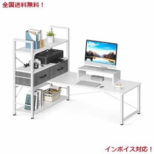 ODK ローデスク パソコンデスク ロータイプ 幅120cm 引き出し付き モニター台付き ゲーミングデスク pcデスク 4段収納ラック付き 左右入