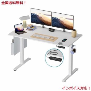 Bestier 電動昇降式デスク 昇降デスク 幅140cm*奥行60cm USB充電可能 スタンディングデスク 上下昇降デスク 高さメモリー機能 人間工学 