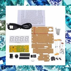 WINGONEER 4桁DIY LED電子時計キットマイクロコントローラ0.8インチ温度計付きデジタルチューブクロック時間別チャイム機能DIYキットモジ
