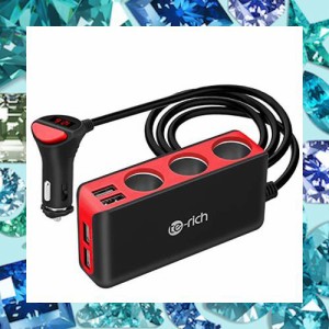 Te-Rich シガーソケット 4usb 3連 車載充電器 ソケット 120W 最大6.8A/5V 急速充電 12V/24V車対応 LED付 オート電圧測定 スマート識別 12