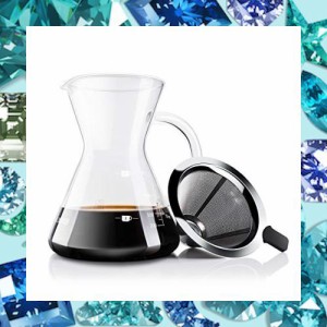 Love-KANKEI コーヒーサーバー コーヒードリッパー コーヒーカラフェセット プレゼント スポンジブラシ付属 耐熱ガラス ステンレスフィル