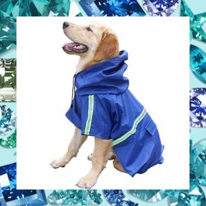 SEHOO犬のレインコート ポンチョ 柴犬 中型犬 ライフジャ ケット 小型犬 大型犬 ペット用品 雨具 防水 軽量 反射テ ープ付き (L, ブルー)