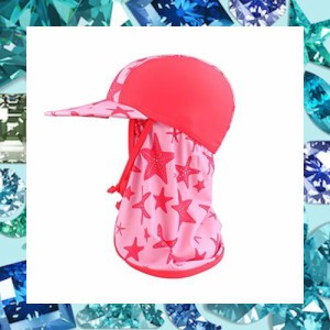 ESTAMICO キッズ 子供向け 水着日焼け予防帽子 水泳帽 UVカット紫外線対策 フラップキャップ帽子 シェードハット スイムキャップ