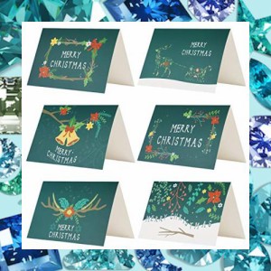 Kesote クリスマスカード メッセージカード 24枚 封筒付き オシャレ グリーティングカード ポストカード ギフトカード クリスマス飾り 花