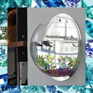 EJG 壁掛け水槽 観葉植物 アクアリウム 花瓶、壁掛け水培養植物容器 観賞魚、 は背面がミラー ２３ｃｍ 植物を栽培する （添付 フィッシ