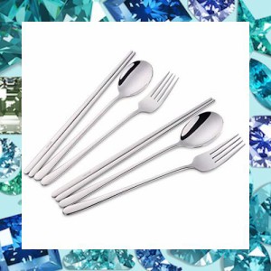 Do Buy カトラリーセット 箸 スプーン フォーク セット 韓国食器 2名用 18-8ステンレス鋼製 食洗機対応 シルバー