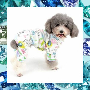 ZUNEA 犬 つなぎ パジャマ 春夏 ロンパース 小型犬 洋服 おしゃれ かわいい ねずみ柄 ドッグウエア Tシャツ 部屋着 寝間着 抜け毛防止 ペ