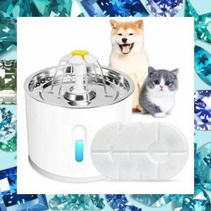 CONVELIFEペット給水器 自動給水器 猫犬用 循環式水飲み器 3枚活性炭フィルター 付きステンレス製の水飲み皿 犬猫循環式自動給水器 省エ