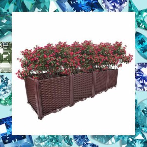 BAOYOUNI 組み立て簡単ガーデンボックス プランターボックスプラスチック鉢植え入れ花 植物 栽培ブラウン 鉢用品 大型プランター 莱園キ