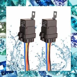 Kiligen 2個 車モーター用 12V 40A 防水リレー (防水性能IPX規格4相当) 多層防水パッキン仕様 On/Off SPDTソケット黒