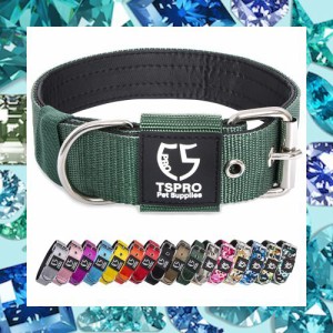 TSPRO タクティカルドッグカラー 1.5インチ幅の犬用カラー 軍用グレードの強力な犬用カラー 太い犬用カラー ヘビーデューティーメタルバ