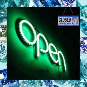 OPEN看板 LED OPEN SIGN オープン クローズ OPEN＆CLOSED時間付き 点滅設定可 カフェ 喫茶店 レストラン バー 居酒屋 インテリアショップ