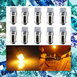 YongMing BA9S G14 LED バルブ 3連 2835チップ ポジションランプ アンバー 防水 拡散レンズ ルームランプ 12V車用 10個