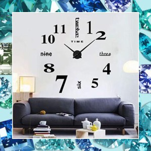 掛け時計 DIY 壁時計 手作り ウォールクロックウォールステッカー 時計を壁面に自由自在に設置できます 3D現代ローマ数字と英語手紙 壁時