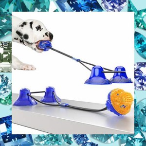 Yurika 犬 おもちゃロープ ペット噛む 知育玩具 吸盤式 犬用おやつボール 天然ゴム 犬歯ブラシ ストレス解消 耐久性ある 大喜びの子犬 か