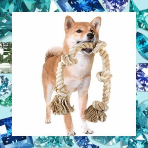 Fida 犬用おもちゃ ロープ 中型犬 大型犬 噛むおもちゃ 天然コットン 歯磨き ストレス解消 (1pcs, ベージュ)
