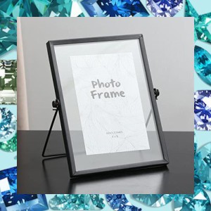 aleawol ガラスフォトフレーム 写真立て 卓上フォトフレーム ブラック フォトフレーム 4X6インチはがきサイズ 写真ホルダー 写真入れ 超