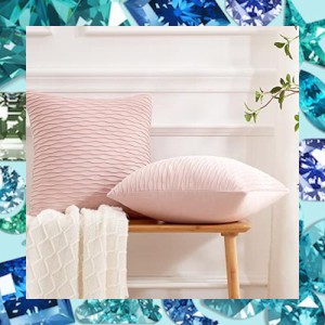 CUTEWIND クッションカバー 50×50cm おしゃれ 北欧 ベルベット 波浪柄 ソファ背当て 装飾枕カバー 無地 手触り良く ピンク 2枚セット（