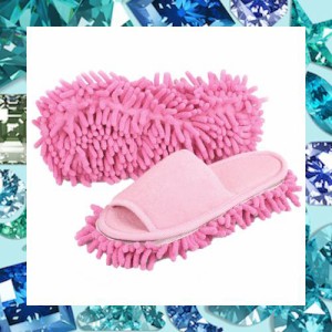 [Onmygogo] 女性用モップスリッパ、レディースマイクロファイバー床掃除スリッパ 柔らかく快適 家のスリッパ (Pink,S)
