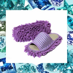 [Onmygogo] 女性用モップスリッパ、レディースマイクロファイバー床掃除スリッパ 柔らかく快適 家のスリッパ (Purple,M)