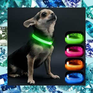 Visinite LED光る首輪, 小型犬 散歩 ライト USB充電式, 子犬や猫に適した調節可能な長さ,軽量, 暗い犬 首輪 光る300m先から目視可能, 犬 