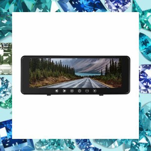 9.1インチルームミラーモニター、1080P 12V/24V対応AV1/AV2系統映像入力、シガーアダプター付き、取付簡単、12ヶ月保障