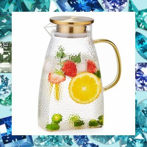 POKALOTEA ポカロティー 冷蔵庫ポット 冷蔵庫のドアポケットに入りやすい 耐熱ガラスピッチャー 1600ML 水出し ポット 直火対応 熱湯OK 